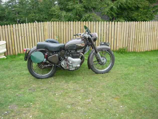 Picture of the 1953 Royal Enfield 700cc Meteor Trials Combination Brian Nash rode in the ISDT 1955