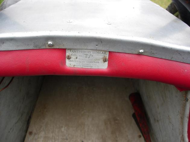 Photo - Serial No Plate of first Canterbury ISDT sidecar