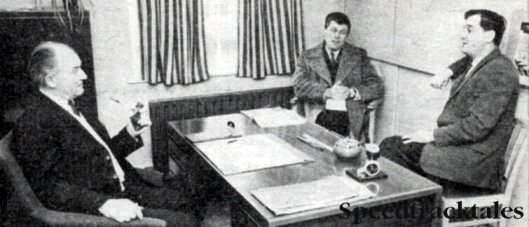 Photo - Stocker (left) and Eric Davey (right) discuss plans for this year's international with Peter Fraser