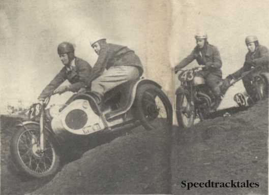 Photo - Hankley Common in 1953; Jack Stoker (499 Royal Enfield) leads Bert Brett (596 Norton) in the Sidecar