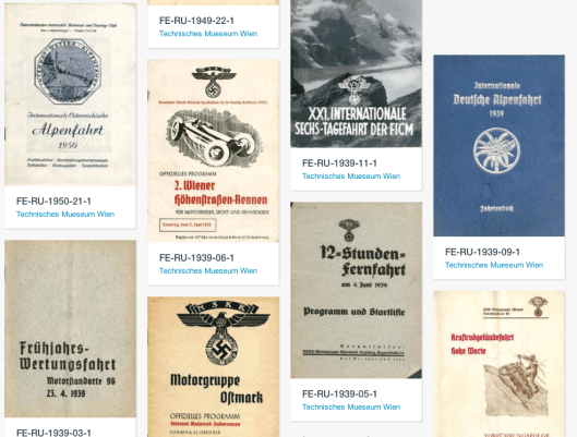 Browse the online library of historical motorsport programmes and pamphlets maintained by the Technisches Mueseum Wien