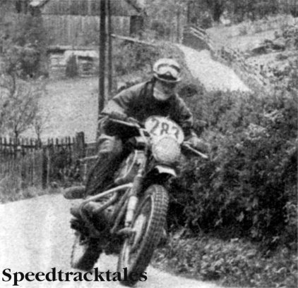 Photo - Ace performer amongst the big 'uns: West Germany's Sebastian Nachtmann swings his 600cc BMW through the swervery of Altaussee. ISDT 1960