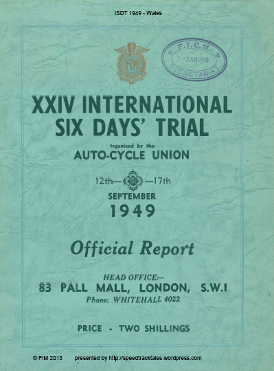 Official Results Cover ISDT 1949
