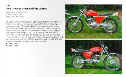 image - catalogue entry of Greeves Enduro 1971