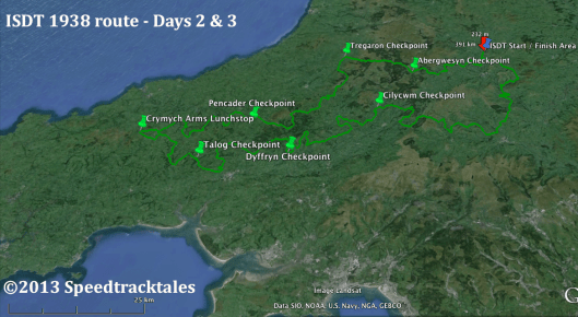 Image of route map for days 2 & 3 of ISDT 1938 (Speedtracktales Collection)