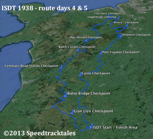 Image of route map for days 4 & 5 of ISDT 1938 (Speedtracktales Collection)