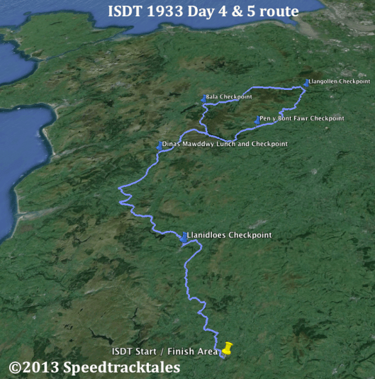 image - route of event with checkpoints days 4 and 5 ISDT 1933