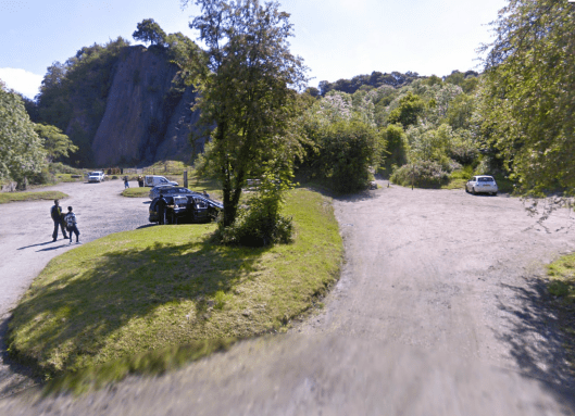 Photo - the old track at Dinas Rock on route Day 1 ISDT 1938 (Google Streetview)