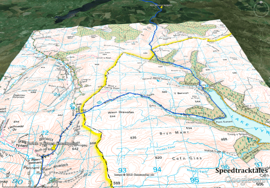 Image of Google Earth with added OS mapping helps to better define the route of the event over this pretty iconic section of the ISDT that has more recently also been used by Professional Cycle Road races such as the tour of Britain. ISDT 1938 (Speedtracktales collection)