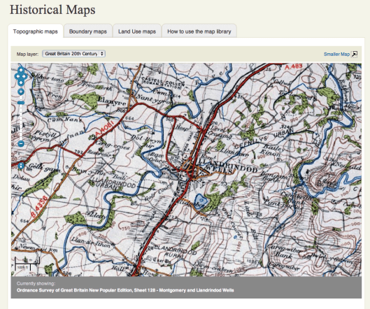image - c 1940 Ordnance Survey 1" Sheet 128 Montgomery & Llandrindod Wells