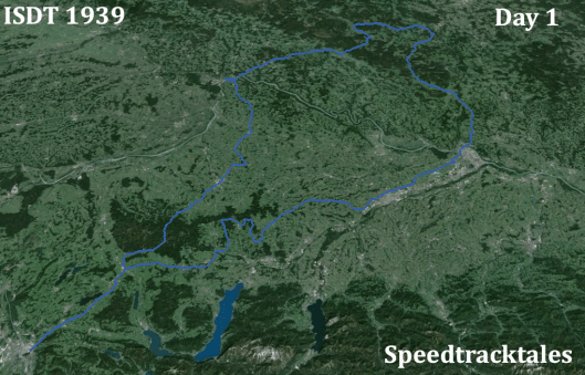 Image - ISDT 1939 Day 1 - with Landsat imagery (Speedtracktales / Google)