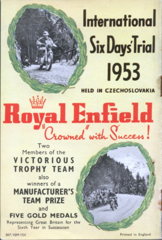 image - Royal Enfield booklet rear cover (Speedtracktales Collection)