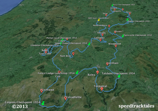 Image - Google Earth ™  route map for day 3, ISDT 1954 (Speedtracktales Collection)