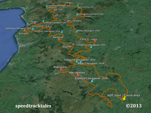 Image - Google Earth ™  route map for day 4 & 5 ISDT 1954 (Speedtracktales Collection)
