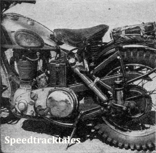 image - The only sprlng-framed machine in the tests was Len Heath's Ariel. It has many Interesting features, including an oil feed to the cylinder barrel (speedtracktales collection)