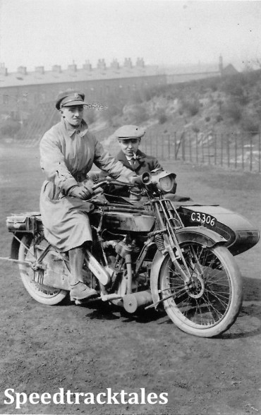 Photo - Maurice Greenwood possibly 1916 sat on his motorcycle [C3306] whilst on leave in Todmorden (Courtesy of the Greenwood Family Collection)