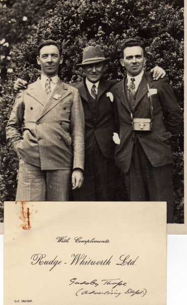 Photo - Jack Leslie Bob MacGregor Jimmy Edwards, at Lilleshall Sports Centre 17 July ISDT 1938 (Courtesy Ian & Stuart Leslie Collection)
