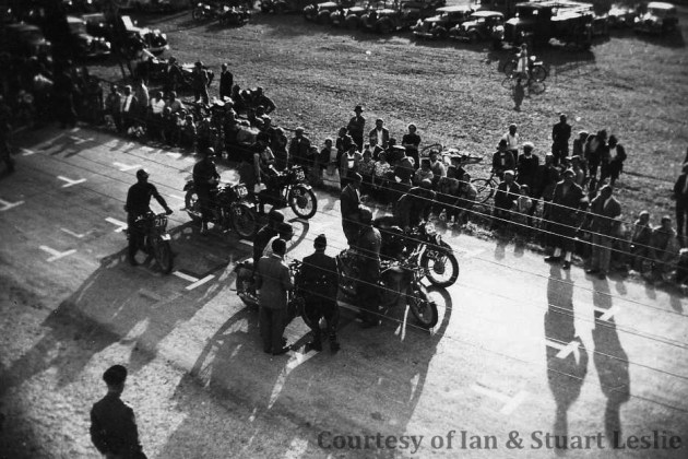 Photo - Rudge Team 1936 - #217 Jack Leslie #133 R MacG #258 JC-Edward ISDT 1936 (Courtesy Stuart and Ian Leslie Collection)