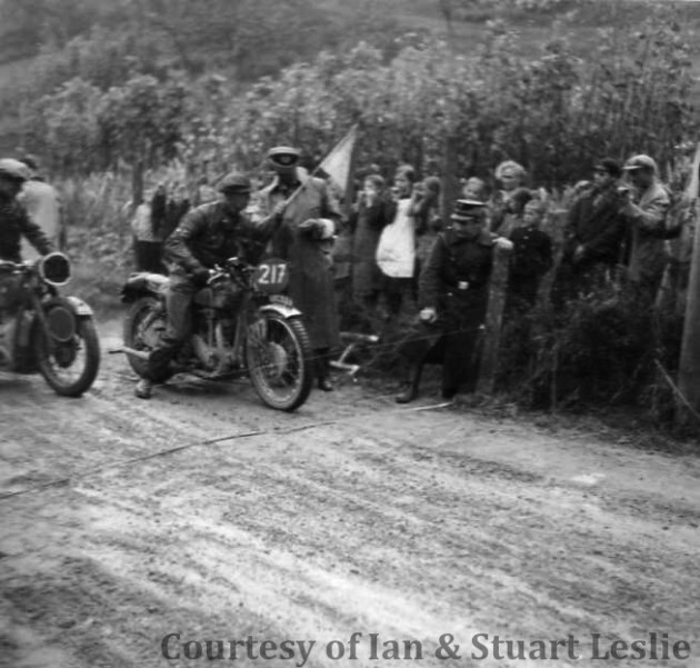 Photo - #217 Jack Leslie on Rudge keeps a close eye on the clock ISDT 1936 (Courtesy Stuart and Ian Leslie Collection)