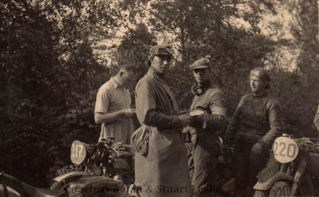 Photo - #217 Jack Leslie Rudge with #220 F Birkholz and maybe Ernst Henne in foreground ISDT 1936 (Courtesy Stuart and Ian Leslie Collection)