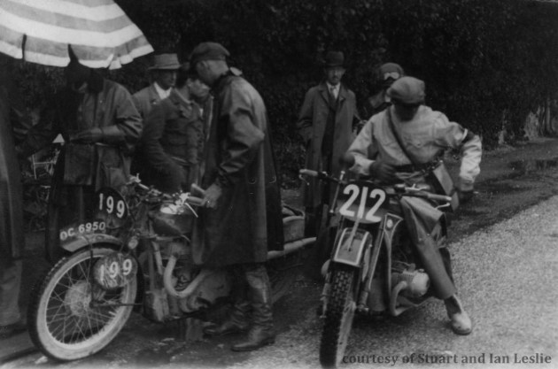 Photo - #199 Jack Leslie on his BSA and #212 Ernst Henne on his BMW. ISDT 1934 (Courtesy Stuart and Ian Leslie Collection)