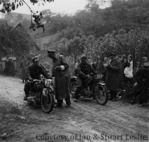 Photo - #217 Jack Leslie on Rudge with #216 K Kruger on Zundapp 1936 ISDT 1936 (Courtesy Stuart and Ian Leslie Collection)