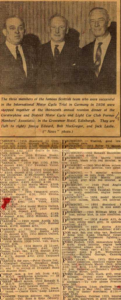 Photo - Three old bikers c1962 ISDT 1936 (Courtesy Stuart and Ian Leslie Collection)