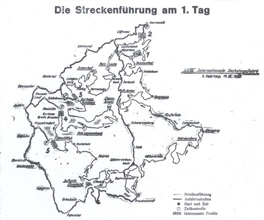 Image - original scanned map of detailed map of Day 1 Route ISDT 1936 (Speedtracktales Archive)