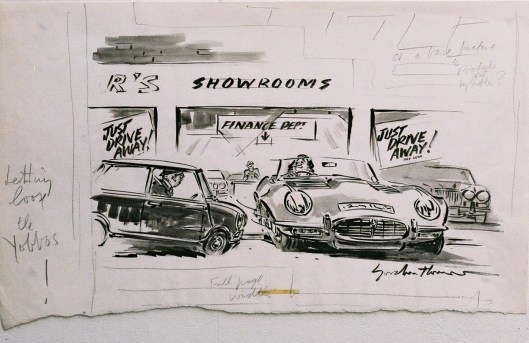 Image - Autocar sketch featuring new owner of Jaguar E Type 1973 by Gordon Horner