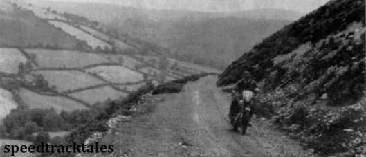 photo - TV Ellis, a member of the Royal Enfiled Team on loose going during the 1950 event. ISDT 1950  (Speedtracktales archive)