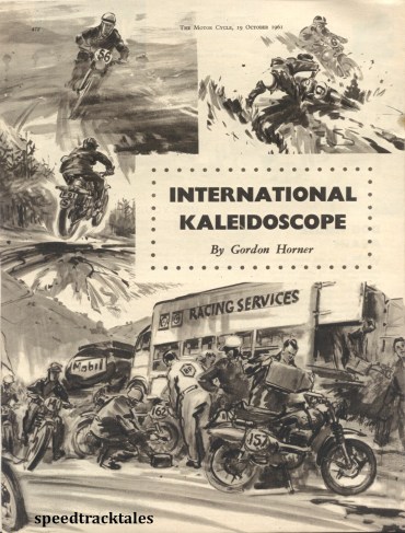 image - scanned art work by Gordon Horner - 'the Motor Cycle' ISDT 1961