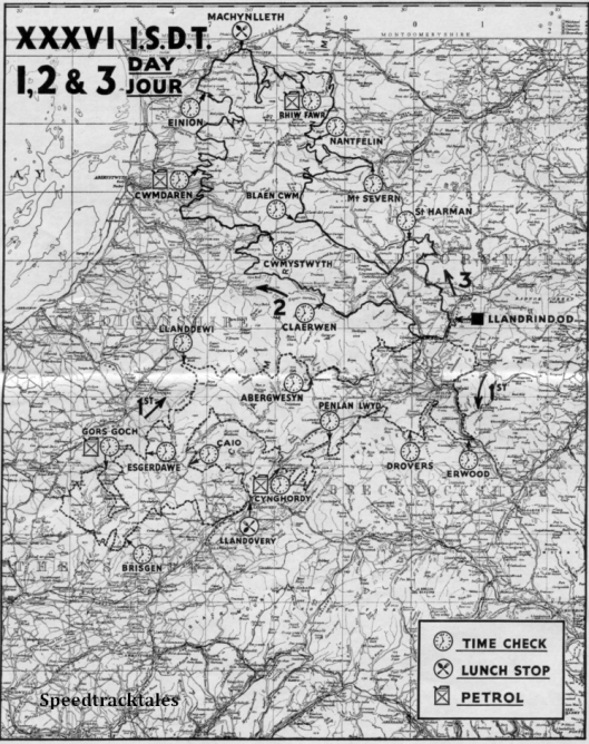 image - scanned map of routes for days 1, 2 and 3 of ISDT 1961 (Speedtracktales Archive)