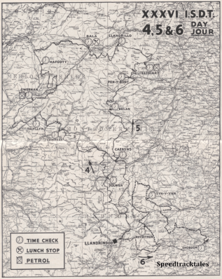 image - scanned map of routes for days 4, 5 and 6 of ISDT 1961 (Speedtracktales Archive)