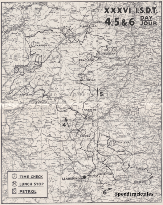 image - scanned map of routes for days 4, 5 and 6 of ISDT 1961 (Speedtracktales Archive)