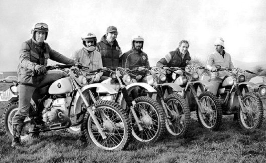 Photo - Works BMW Enduro Team for 1979 that competed in the FIM World Enduro Championship rounds (Left to Right) Rolf Witthöft, Laszlo Peres, Dietmar Beinhauer (Teamchef), Kurt Fischer, Herbert Schek, Richard Schalber 
