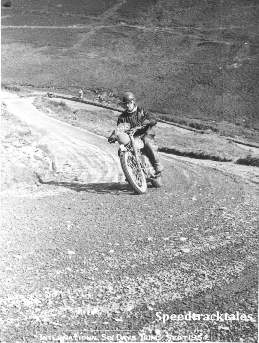 Photo - C.M. 'Bob' Ray - Photo taken by Ray Biddle at 'Devil's Highway' Abergwesyn Pass ISDT 1954 (Speedtracktales Collection)