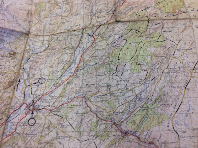 Map of ISDT 1954 in the Crychan Forest area of the Brecon Beacons