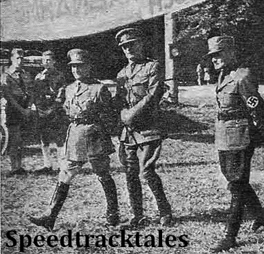 photo - Major Oldfield, Lieut. Col. Bennett of the British Army, and NSKK Oberführer Grolman ISDT 1939 (Speedtracktales Collection)
