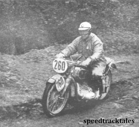 Photo - Germany's famous TT Winner, Georg Meier (500 BMW) representing the Fatherland in the competition for the Silver Vase. ISDT 1952 (Speedtracktales Collection)