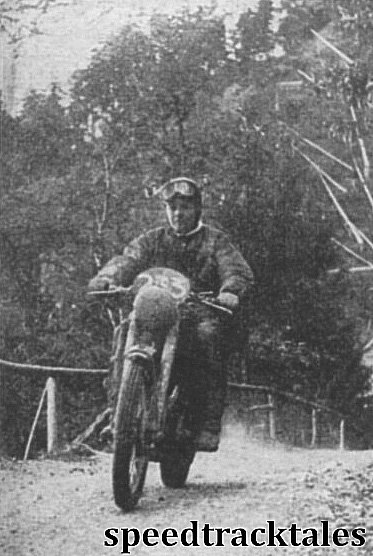 Photo - This year's British Trophy Team 'Skipper', Hugh Viney piloting his 500cc 'Springtwin' AJS over a rough section of Sunday's route. ISDT 1952 (Speedtracktales Collection)