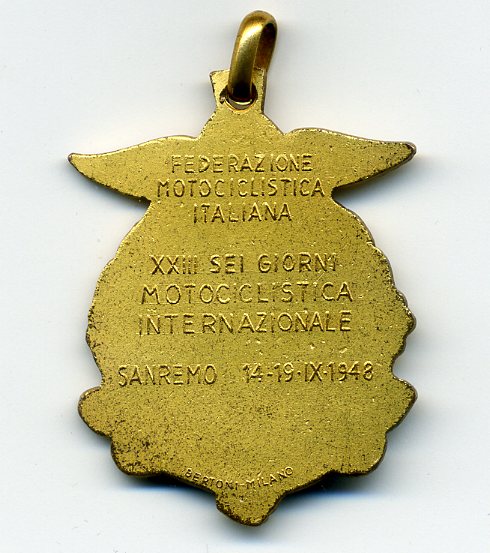 Photo - Gold Medal (rear) ISDT 1948