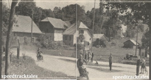 Photo - At almost every corner throughout the trial there were NSKK men on point duty. The riders are H Lodermeier and H luber (494cc B.M.W.s) Note the dust, which was such a feature of the trial. ISDT 1939 (Speedtracktales Collection)