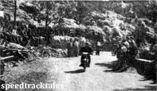 photo - A general scene typical of the Ligurian Alps. Villagers come from near and far to watch the competitors in this trial of trials. ISDT 1948 (Speedtracktales Collection)