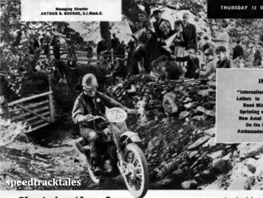 Photo - "International" spirit: Welsh children cheer #225  J.H.L Lewis (246 Greeves) as he climbs a rocky section near Llandrillo on the fourth day.