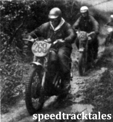 Photo - #268 Brian Piggott (348 Matchless) followed by American #294 Bud Ekins (649 Triumph) on Friday afternoon. ISDT 1961