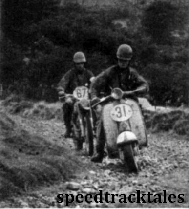 Photo - #31 Alan Kimber (175 Lambretta) leads Italian #67 G. Siani (175 Moto-Guzzi). ISDT 1961 (speedtracktales collection)