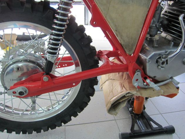 Photo - Johann Sommerauer's Works Puch MC 175 swing arm detail ex ISDT 1973