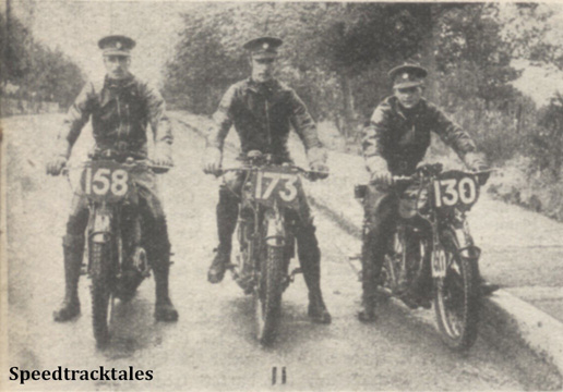 Photo - The R.A.S.C Huhnlein Trophy Team #158 Cpl JN Cowley #173 Driver R Campbell #130 Cpl GO Davies (all Norton) - ISDT 1938 (image courtesy Morton Media)