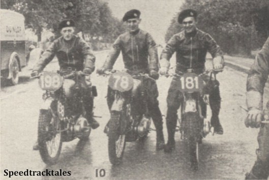 Photo - The Royal Tank Corps Huhnlein Trophy Team #198 Cpl FM Rist #78 Sergt JT Dalby #181 Cpl R Gillam (All BSA's) - ISDT 1938 (image courtesy Morton Media)