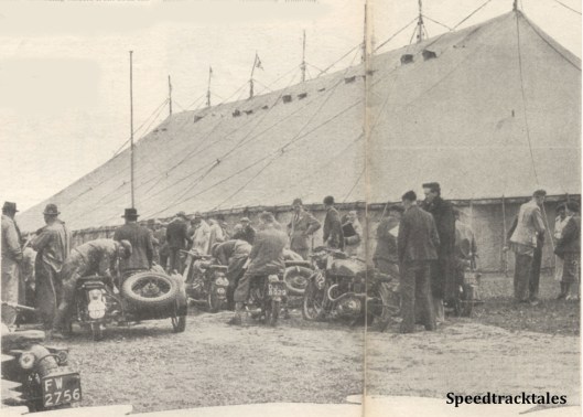Photo - Riders and Officials with plenty of spectators, assembled in the enclosure all ready for the weighing-in on Sunday - ISDT 1938 (image courtesy Morton Media)